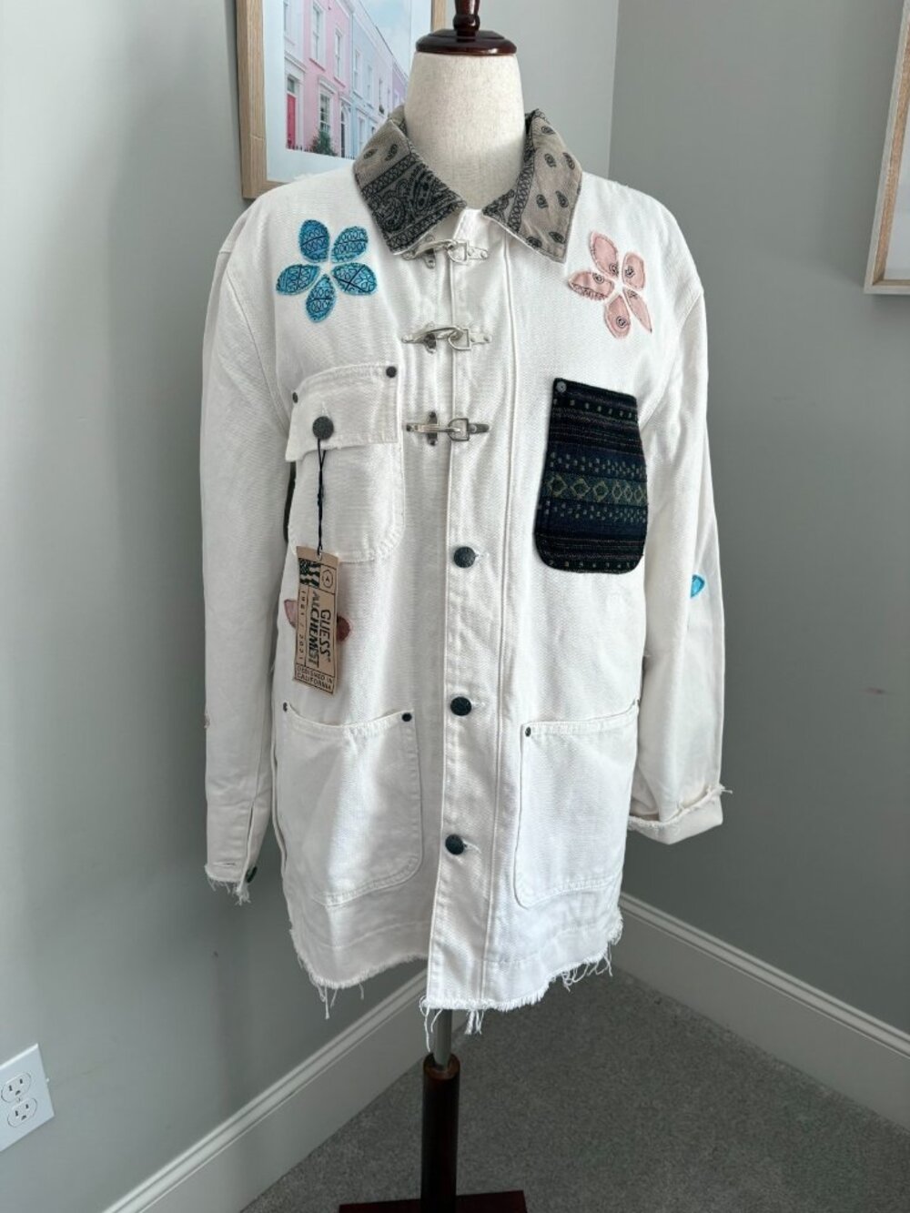 GUESS x Alchemist Men’s L Patchwork Bandana Chore Jacket Made USA NWT 2021